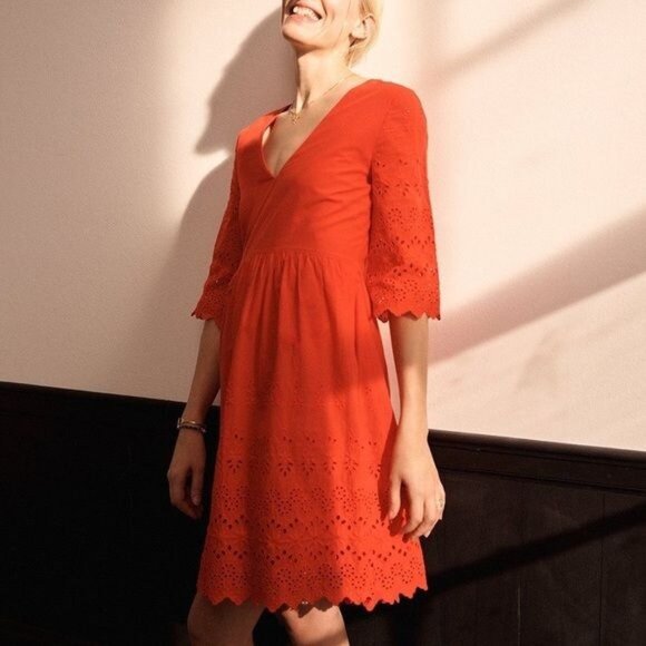 Madewell Eyelet Lattice Dress Peplum Eyelet V Neck Swing - Picture 2 of 10